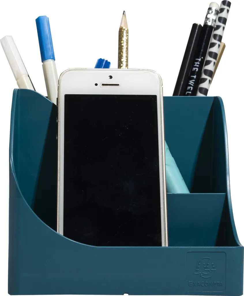 Set de 4 pots à crayons design Neo Deco pour bureau Bleu canard