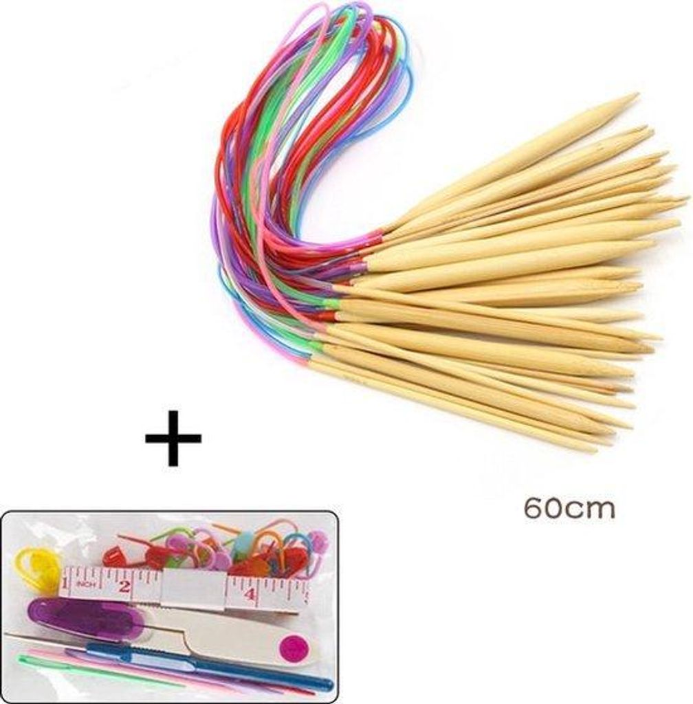 Somstyle Rundstricknadeln-Set - Geeignet für Rundstricken - 60 Zentimeter - 18-teilig