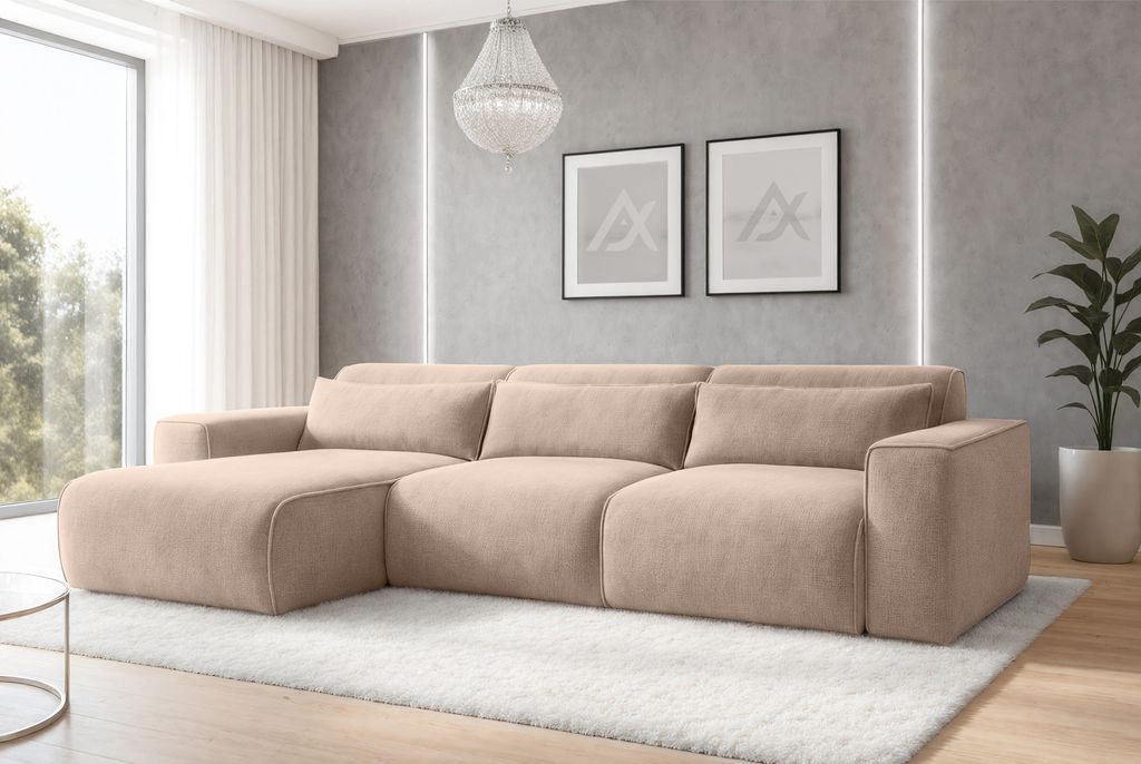AX LIVING Wohnlandschaft mit Schlaffunktion Ruyam Beige Sofa 310 cm L