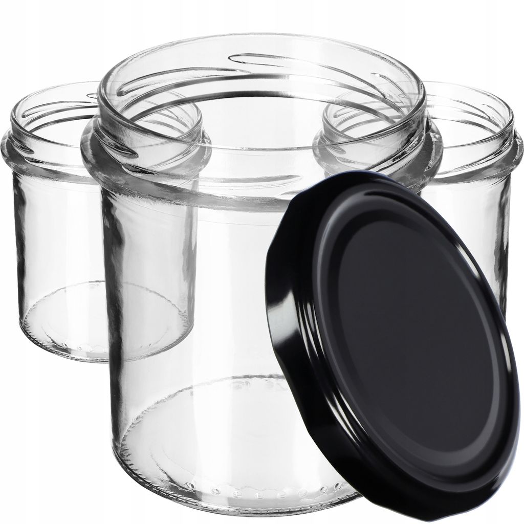 KADAX Einmachgläser mit Deckel "Avila", Einmachgläser, 350ml, 10 Stück, schwarzer Deckel