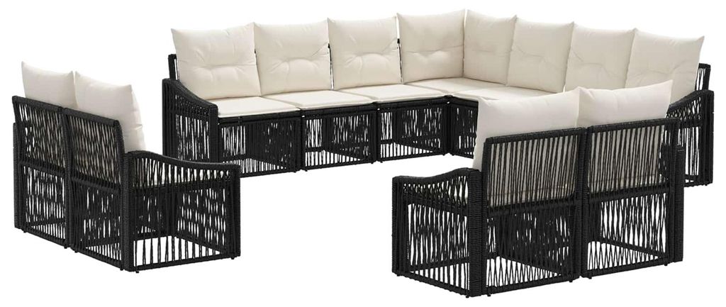 vidaXL Gartensofa-set 11 pcs Schwarz Poly-Rattan