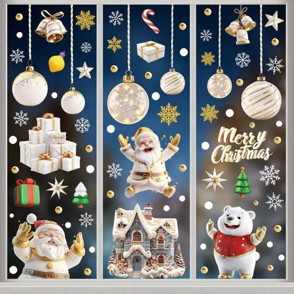 Autocollants de Noël pour fenêtres sans traces et réutilisables x110