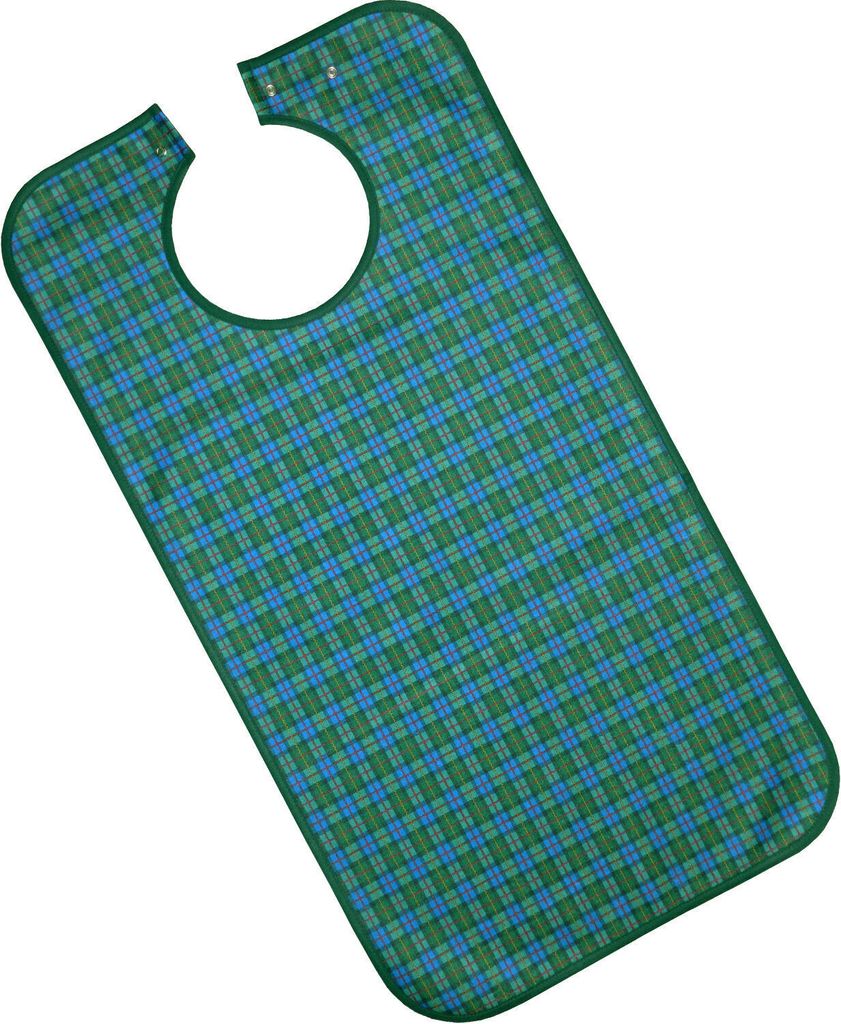 PFLEGE POINT® Ess-Schürze mit Druckknöpfen grün-blau Produktbild 