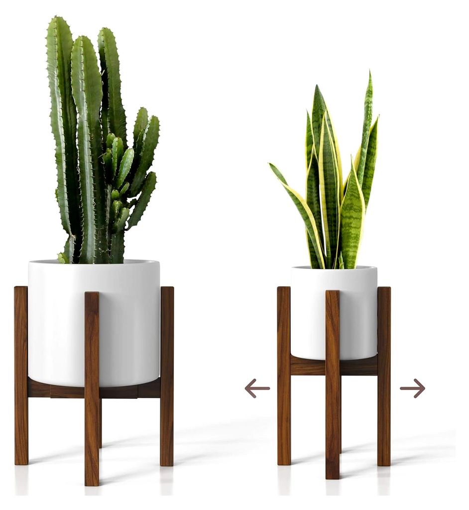 Pflanzenständer im Mid-Century-Stil – Handgefertigt aus massivem Akazienholz – geeignet für mittelgroße und große Töpfe von 20,3 bis 30,5 ...