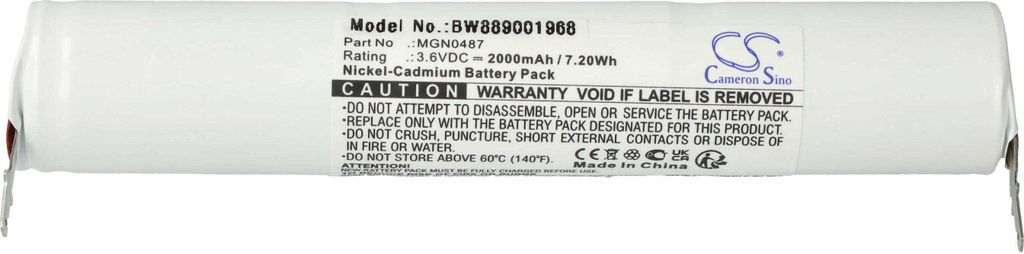 vhbw Akku Ersatz für Type MGN0487 für Fluchtweg, Notfallbeleuchtung (2000 mAh, 3,6 V, NiCd)