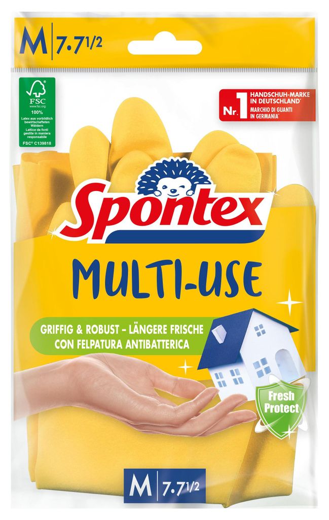 Spontex Latex-Handschuh Multi-Use Größe M gelb aus Naturlatex