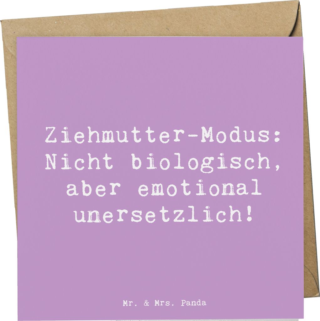 Mr. & Mrs. Panda Grußkarte Spruch Ziehmutter Modus - Lavendeltraum - Geschenk, anlasskarte, faltkarte, Liebe, Klappkarte, Glückwunschkarte, Stief...