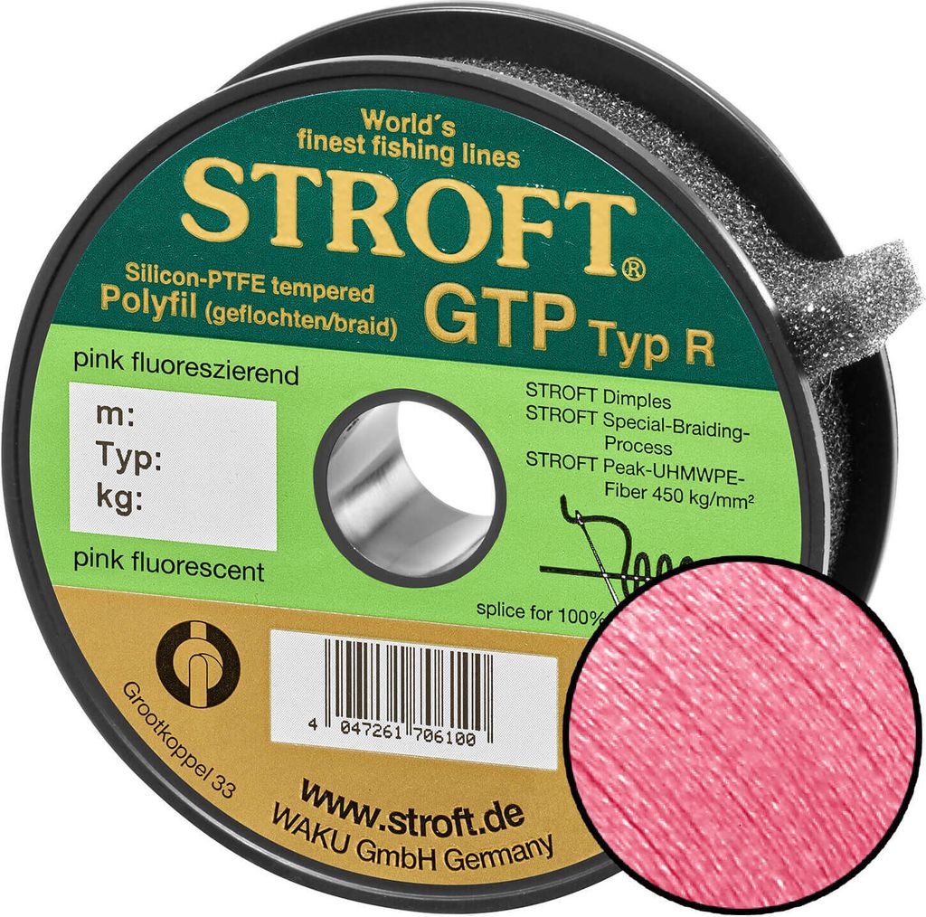 STROFT GTP Typ R Geflochtene Angelschnur 200m pink fluor R2-0,180mm-5,5kg