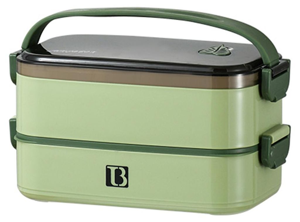 1.4L Abnehmbare Brotdose 304 Edelstahl Doppelschicht 3 Faecher Tragbare Bento Box Kein Auslaufen Grosse Kapazitaet fuer Erwachsene Kinder Camping B...