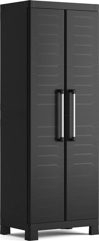 Schwarzer Besenschrank mit 3 verstellbaren Regalböden Mehrzweck Detroit Keter
