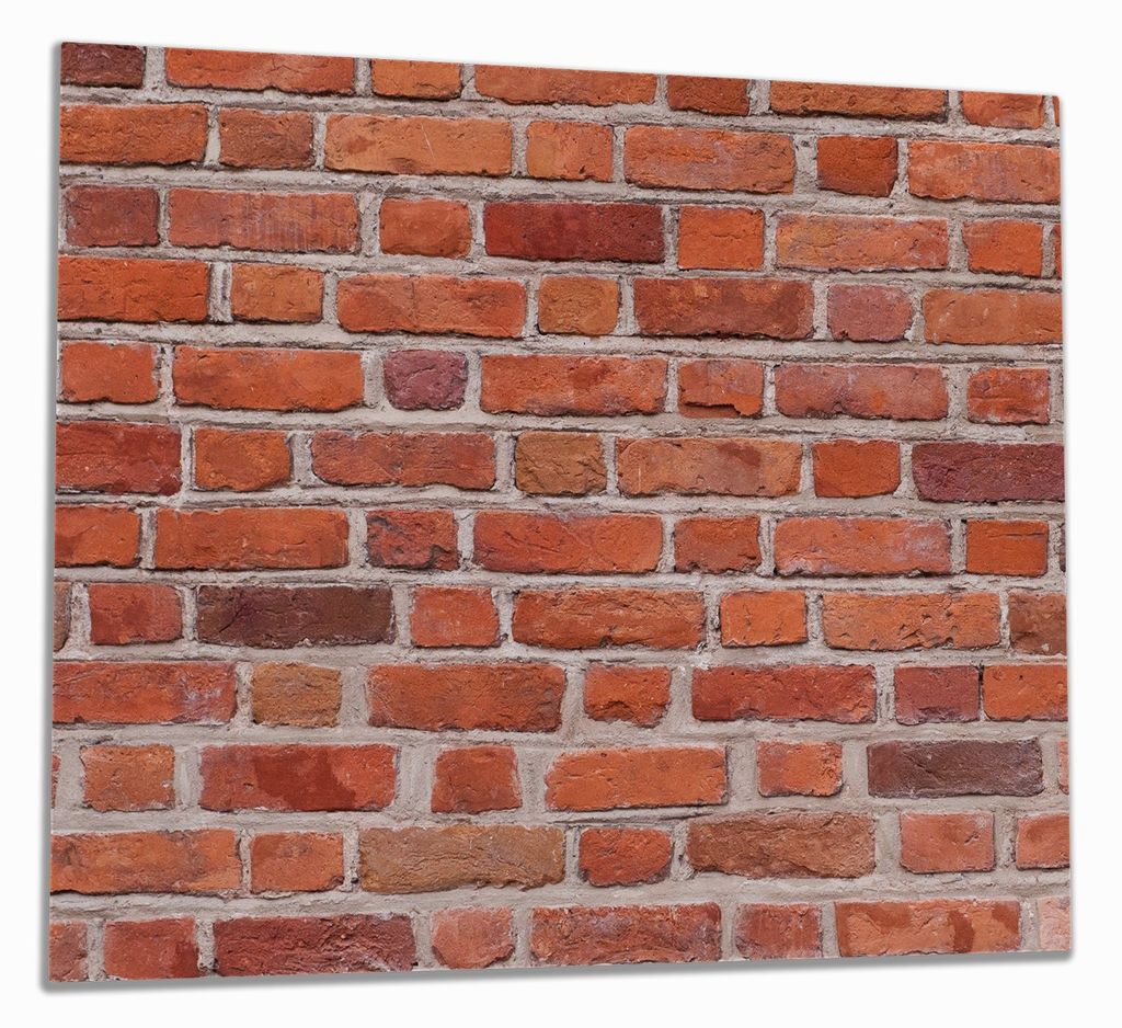 Wallario Herdabdeckplatte aus Glas, Größe 60 x 52 cm 1-teilig, Motiv Rote Ziegelsteinwand - Backsteine
