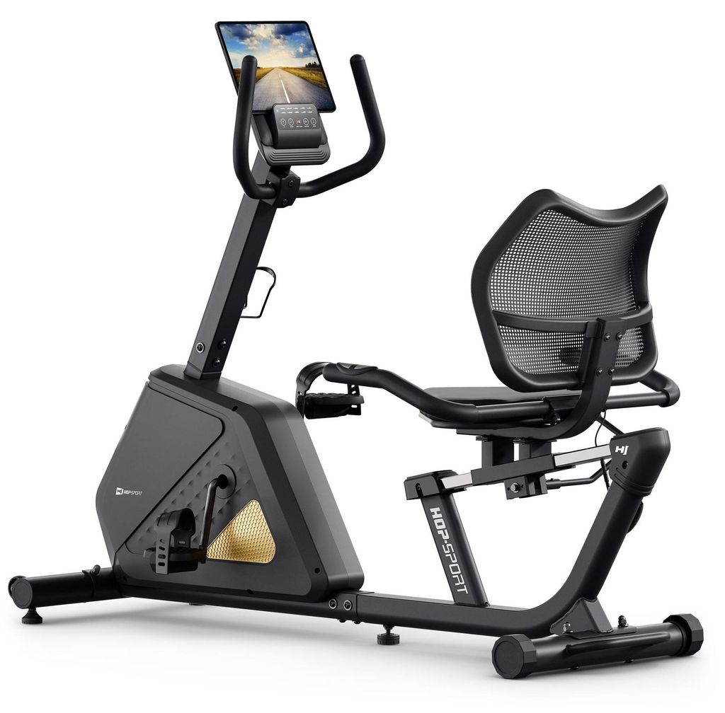 HOP SPORT Liegeergometer für Zuhause HS-4500L, Heimtrainer Magnetisches Ergometer Liegerad mit 16 Widerstandsstufen, Hometrainer mit bequemen Sitz