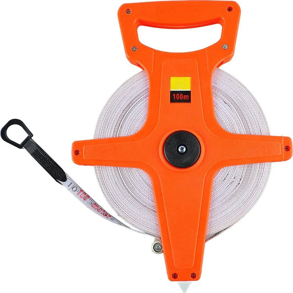 Mètre ruban 100m en fibre de verre rétractable jaune haute précision
