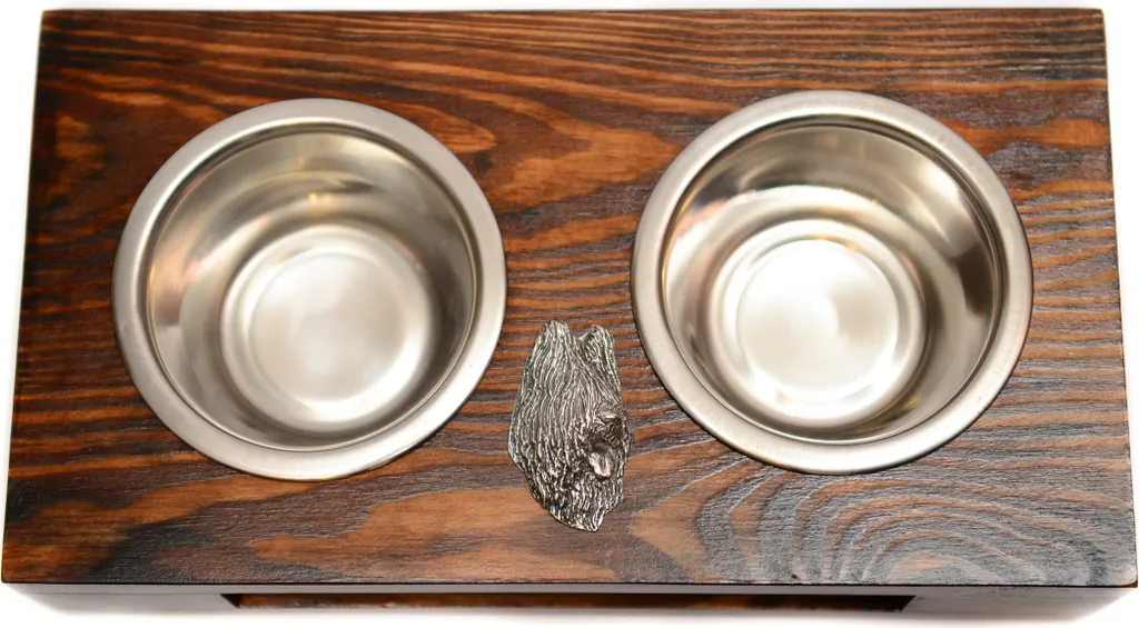 Art-Dog Briard Supporto Ciotole in Legno - Regalo Adozione Cane