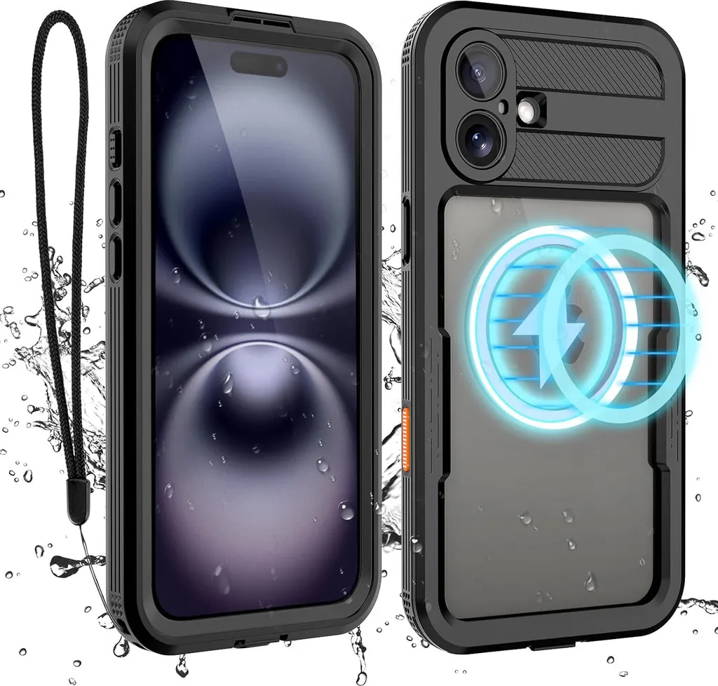 iPhone 16 Cover Impermeabile IP68 MagSafe con Salva Schermo - Nero