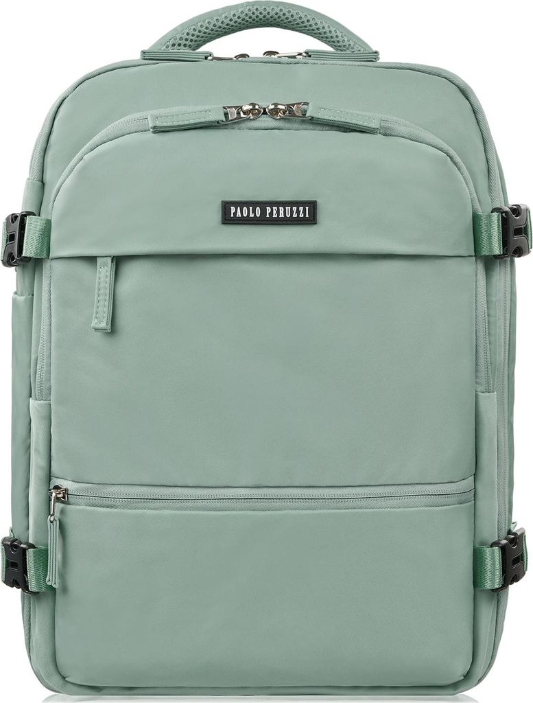 Paolo Peruzzi Reiserucksack Handgepäck 40x30x20 cm Erweiterbar Laptopfach A4 Diebstahlschutz Hellgrün