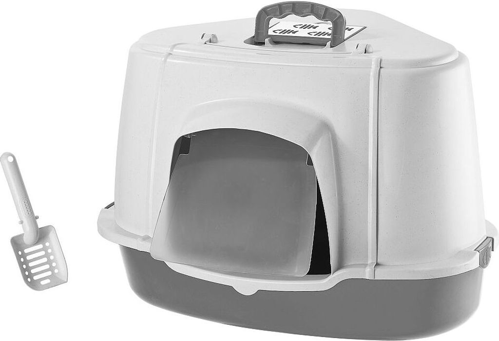 NOBBY Katzen Ecktoilette mit Haube spezial, grau, 70 x 57 x 48 cm