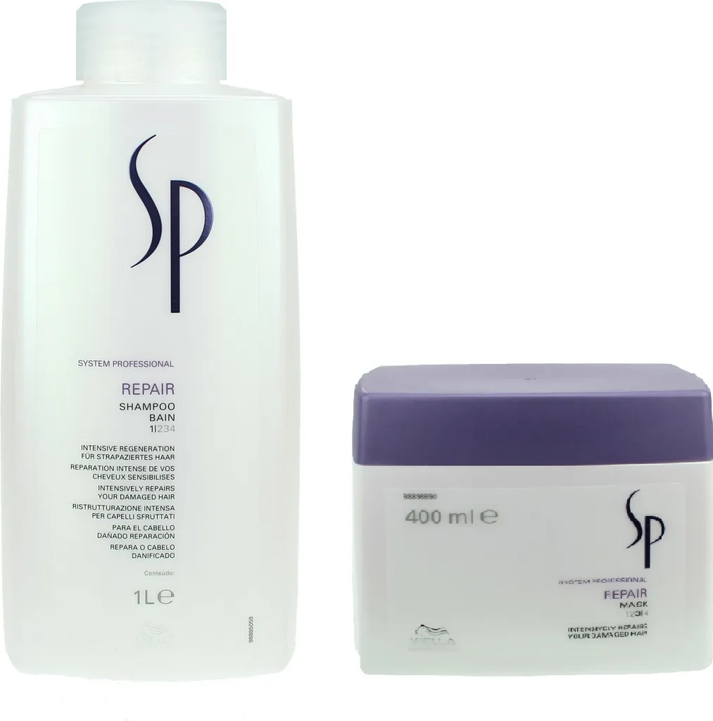 Shampooing réparateur Wella SP 1000ml et masque pour reconstruction fibreuse