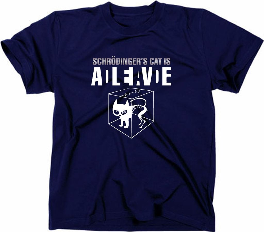 Styletex23 T-Shirt Schroedingers Cat Is Still Alive Dead, navy, XL