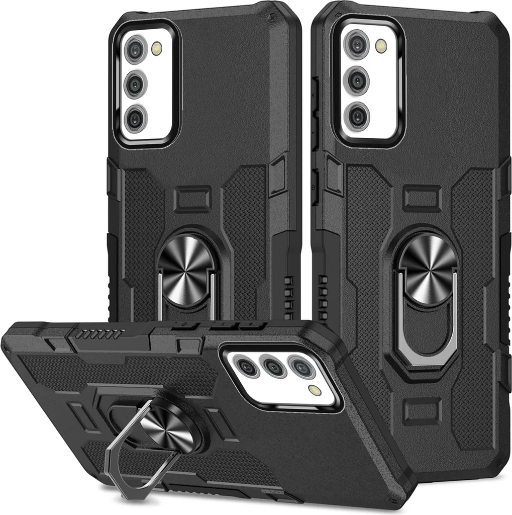 Custodia Rugged per Galaxy A03s - Cover con Ring Holder e Kickstand