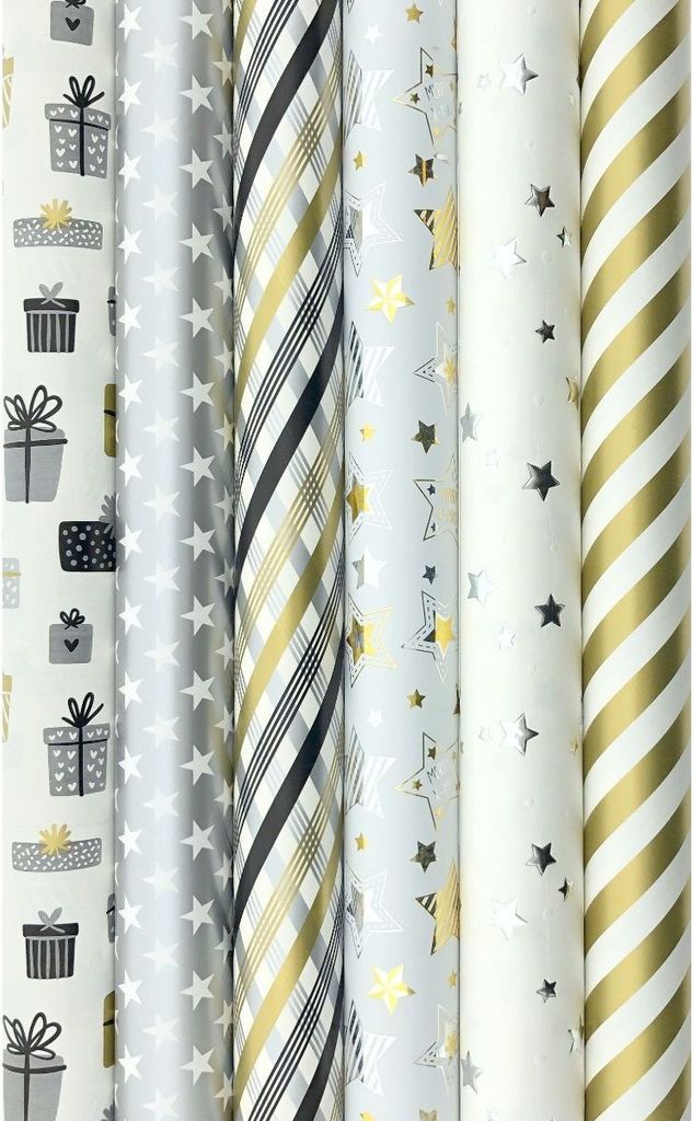 TOUCH OF GOLD 3 Geschenkpapier – Weihnachtspapier für Weihnachten – 3 Meter x 70 cm – 6 Rollen