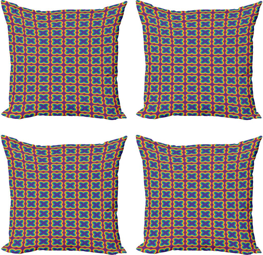 ABAKUHAUS Regenbogen Kissenbezug Set (4 Stück), Multicolor Schmetterling, Moderner Doppelseitiger Digitaldruck, 45 cm x 45 cm, Marigold Vermilion