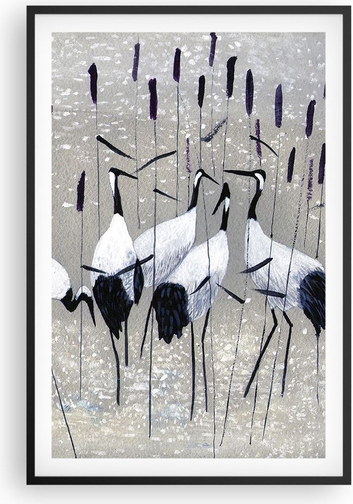 Gerahmtes Poster - Schwarzer Rahmen - Vogel Natur Wasser - 61x91,5 cm - Wand Bild - Wanddeko - Wandbilder - Kunstposter - Wandposter - Bilderrahmen...