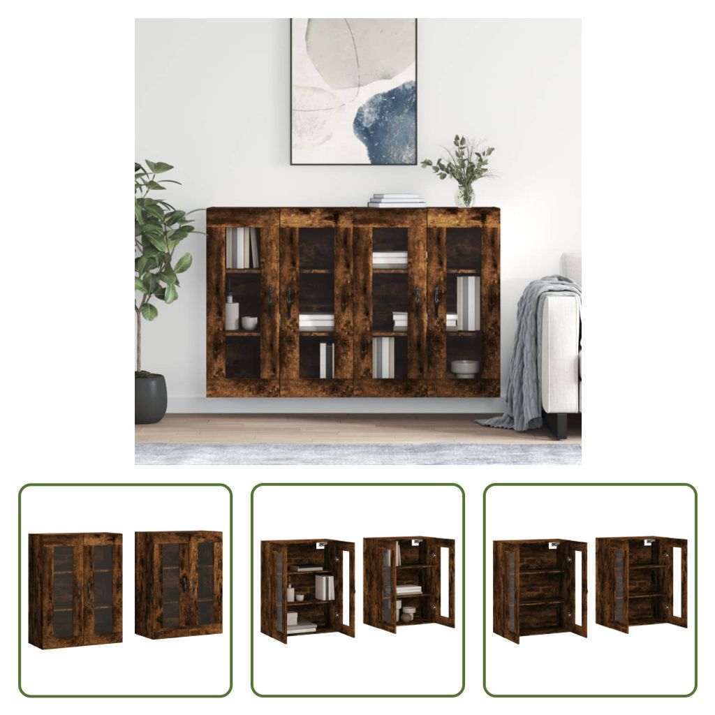 The Living Store Wandschränke 2 Stk. Räuchereiche Holzwerkstoff