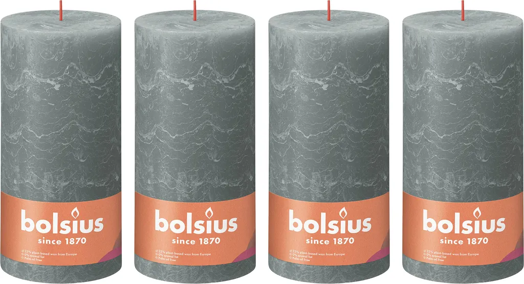 Bougies piliers Eucalyptus grand format 30cm avec finition rustique mate