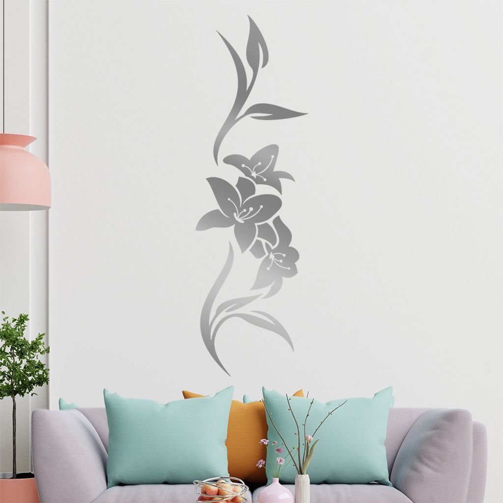 Blume - Linien Wandtattoo in 6 Größen - Wandaufkleber Wall Sticker - Dekoration, Küche, Wohnzimmer, Schlafzimmer, Badezimmer
