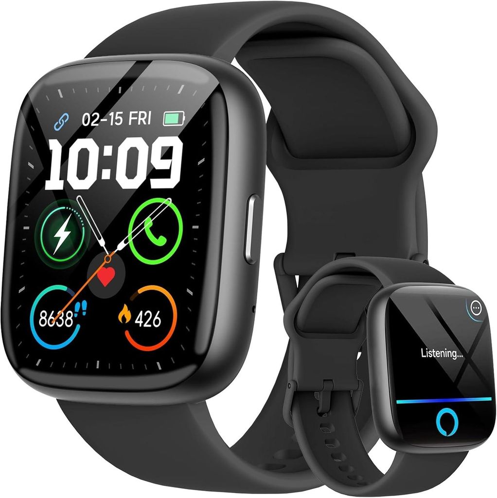 Smartwatch 1,83" HD mit Telefonieren, 100+ Sportmodi Fitnessuhren mit Herzfrequenzmonitor/Schlafmonitor/Schrittzähler, IP68 Wasserdichte