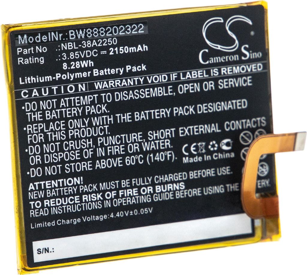 vhbw Akku Ersatz für Neffos / TP-Link NBL-38A2250 für Handy Smartphone Telefon (2150 mAh, 3,85 V, Li-Polymer)