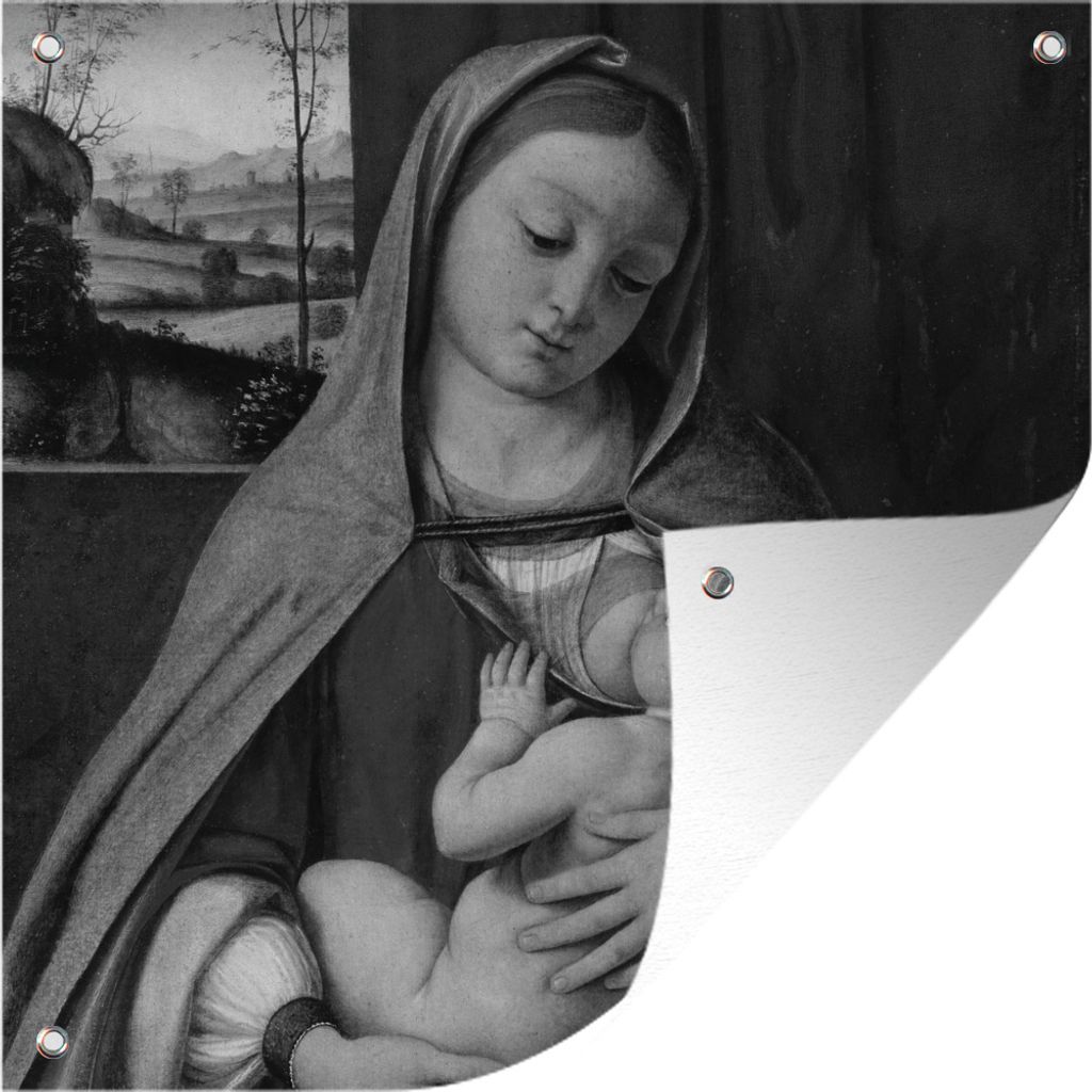 MuchoWow 100x100 cm Outdoor-Poster Gartendeko Sichtschutz Garten Poster für den Garten Leonardo da Vinci