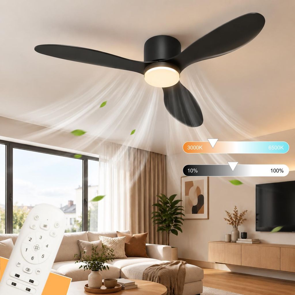 Deckenventilator mit LED Beleuchtung & Fernbedienung Ø 115 Produktbild 