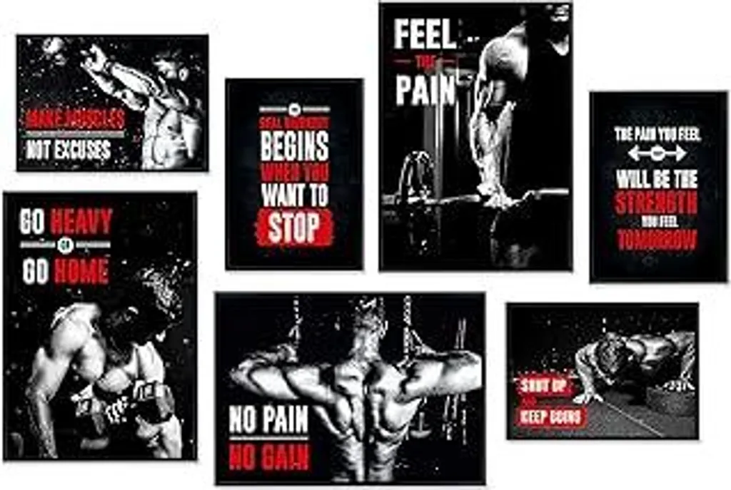 Poster Motivazionali Bodybuilding Set 7 Pezzi - Hyggelig Home Fitness