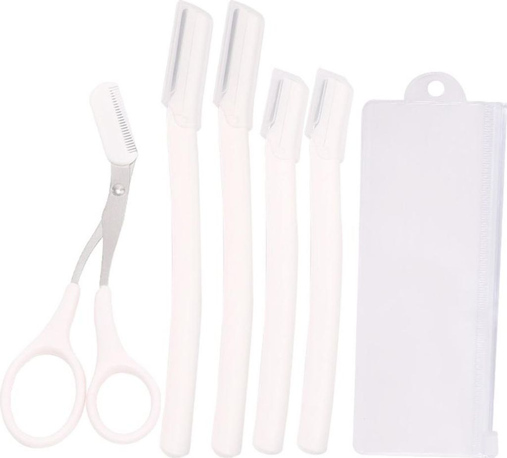 INF Augenbrauenrasierer Set: Edelstahl Microguard Rasierer & Schere, 5-teilig