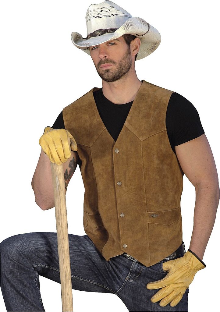 Herren Western Weste Cowboy Biker Leder »ALABAMA« Braun