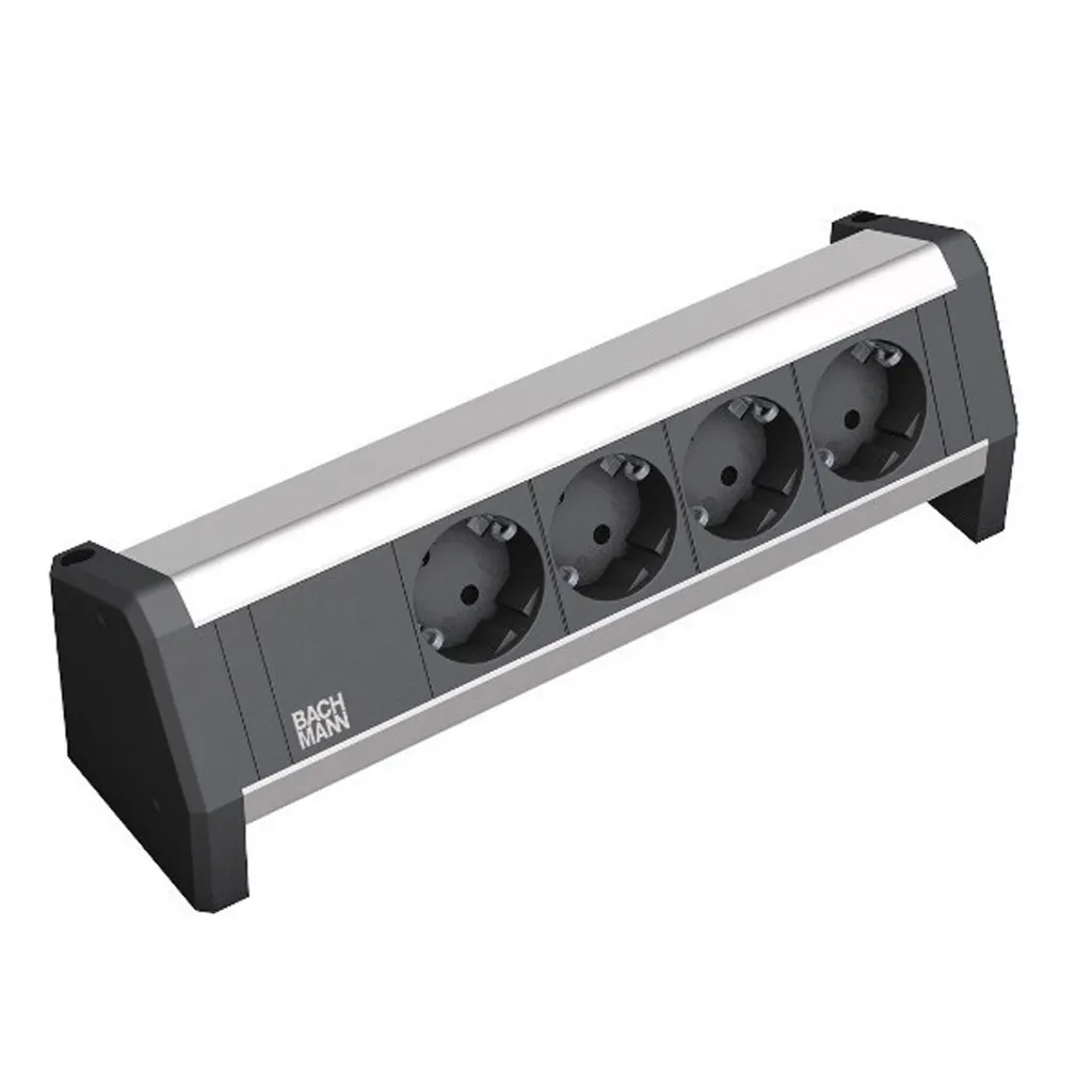 Multipresa Design Bachmann DESK Alluminio Nero - 4 Prese Cavo 3m