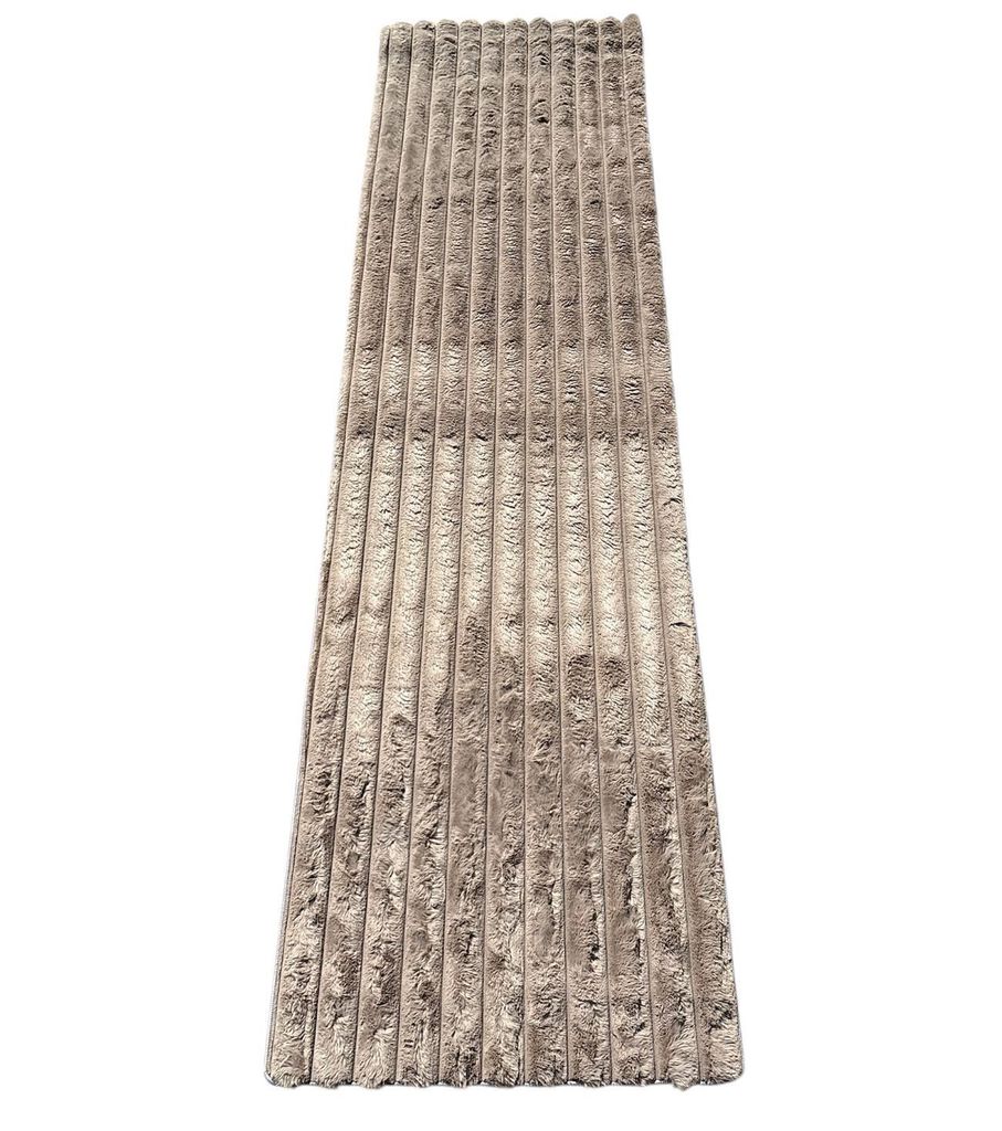 TOKER COLLECTION Fellteppich Kunstfellteppich, besonders weich und kuschelig Hoch-Tief-Effekt 80 x 300, Dekorativ und Kuschelweich, Taupe