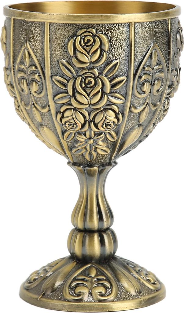 Metall geprägter Weinbecher, Vintage-Blumenmuster, exquisite Details für Heimdekoration, Geschenke, Bronze