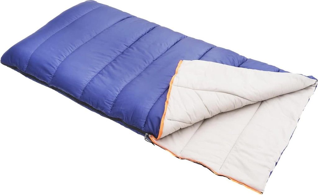 Amazon Basics Leichter Schlafsack, 4 Jahreszeiten, für Kaltes und Warmes Wetter, Camping Wandern, Rechteckig, Blau