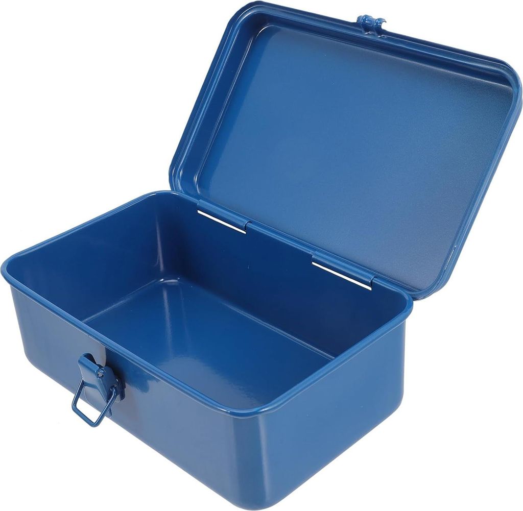 Metallene Werkzeugkiste Organizer - tragbare Stahlbox mit Walmdach und Verschluss