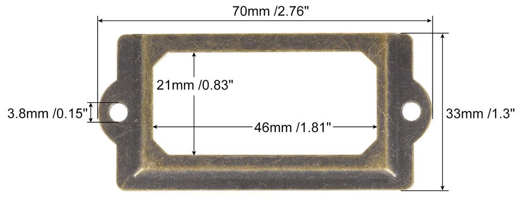 50 Stš¹ck Etikettenhalter aus Metall Datei Namenskarten Rahmen fš¹r Bš¹ro Bronzeton 70 x 33 mm