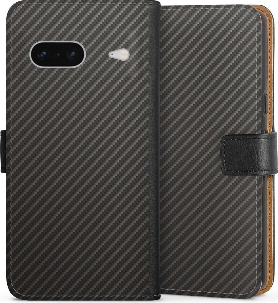DeinDesign Klapphülle für Google Pixel 7 Handytasche Lederhülle Tasche Carbon Metallic Look Muster