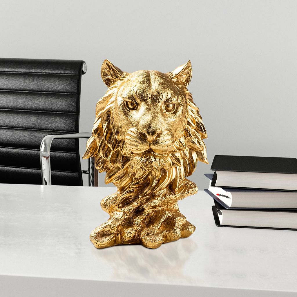 Evila Originals, Tiger-1, Dekoratives Objekt, Gold, 18 x 12 x 25 cm