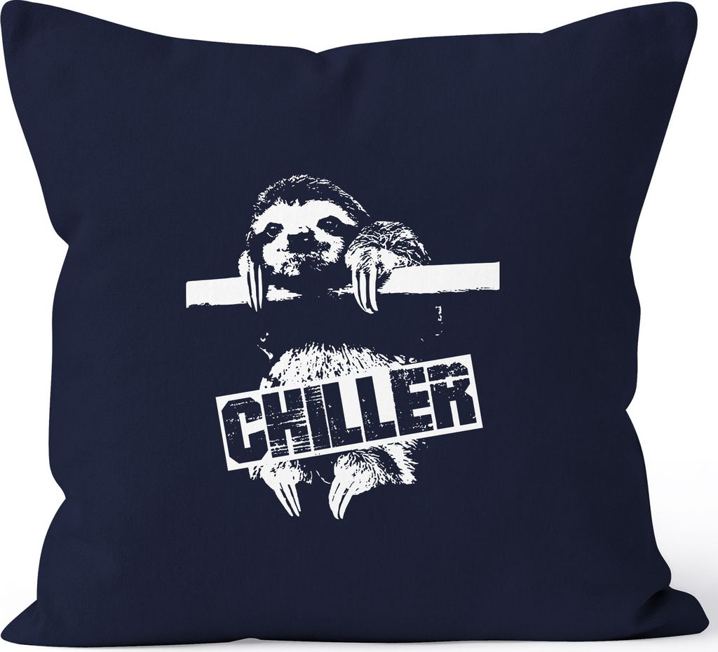 Lustiger Kissenbezug Faultier Born Chiller Sloth Kissen MoonWorks navy unisize