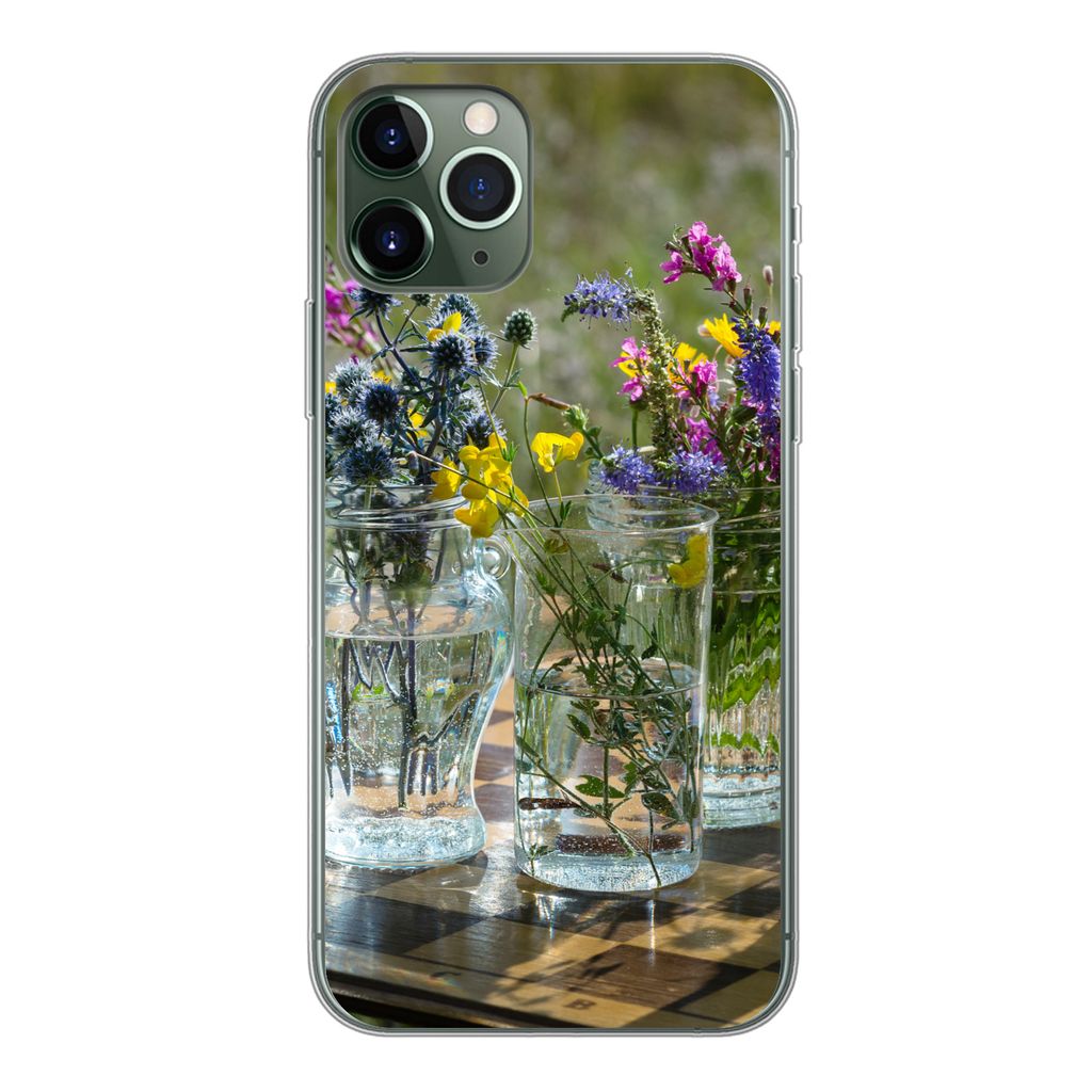 MuchoWow Handyhülle Schutzhülle Hülle für iPhone 11 Pro Vase - Blumen - Farben Silikon Softcase Handy Hülle - Handy