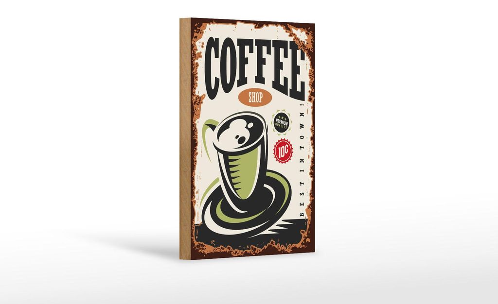 Holzschild Retro 12x18cm Kaffee Coffee Shop premium