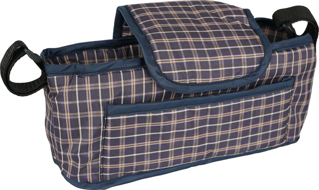 Haustierwagen Fronttasche, blaues Tartanmuster, Haustierwagen-Reisezubehörtasche, abnehmbare Klettbänder, elastische Bechertasche, Vordertasche, ...