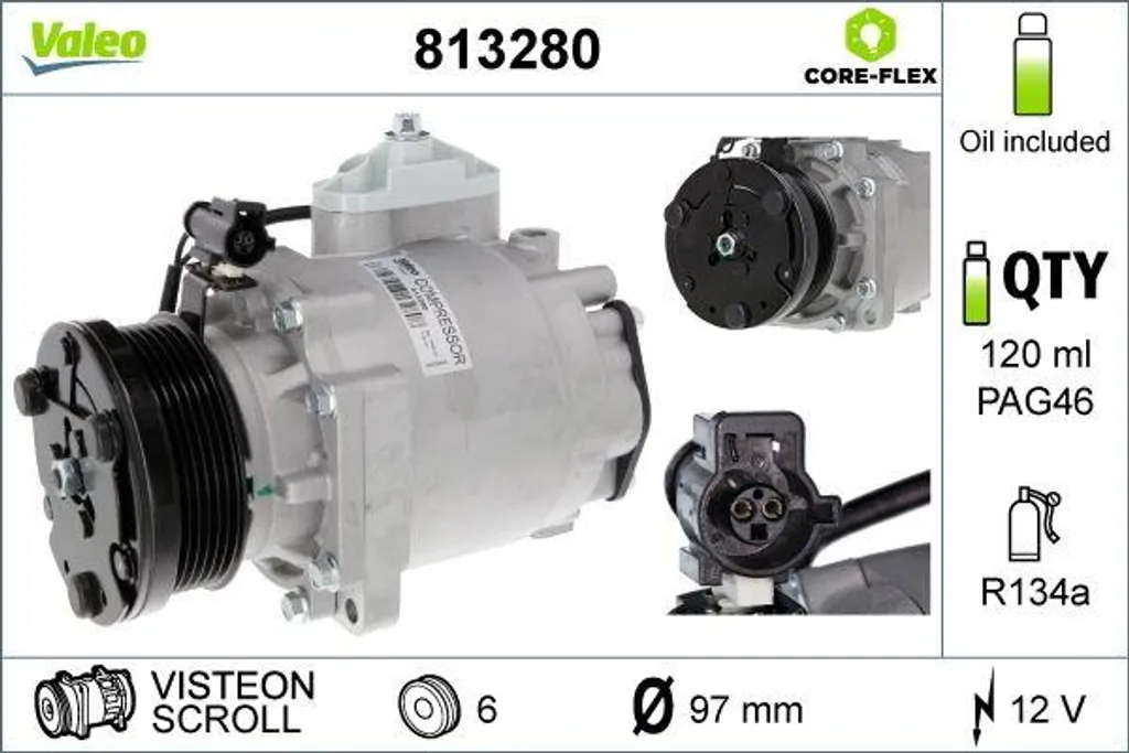 Compresseur de Clim VALEO pour Ford Transit et Tourneo - Modèle 813280